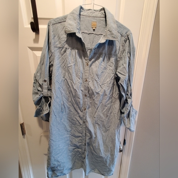 Jag denim shirt button up dress. Sz xl. Long sleeves. Light wash - Picture 1 of 6